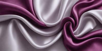 The primary subject of the image is a purple and white fabric. The setting is a white background, and the visual style is a close-up of the fabric. The colors and mood of the image are predominantly purple and white, creating a sense of elegance and sophistication.