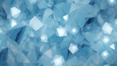 The primary subject of the image is a blue marble wall with a pattern of white triangles. The setting is a room with a blue marble floor. The visual style is a combination of digital art and illustration, creating a unique and eye-catching design. The dominant colors are blue and white, giving the space a calm and sophisticated atmosphere.