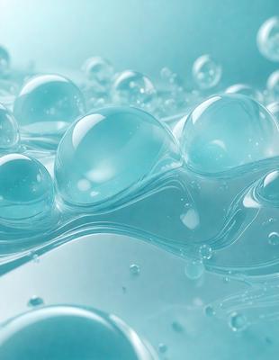 The primary subject of the image is a blue, bubbly, and foamy substance, which appears to be a water-like substance. The setting is a blue background, which adds to the overall visual style. The image is a digital art or illustration, showcasing the bubbles and the blue substance in a visually appealing manner. The dominant colors are blue and white, creating a calm and soothing atmosphere.