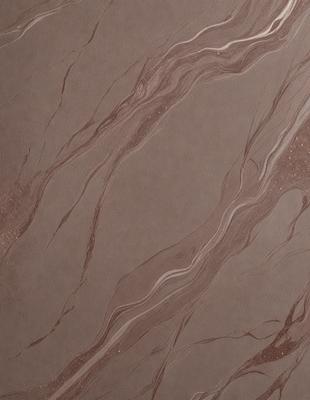 The image features a brown marble-like surface with a pattern of swirls and waves. The setting appears to be a stone wall or a countertop, giving the impression of a natural or earthy texture. The visual style is a close-up of the marble surface, showcasing its intricate patterns and textures. The colors in the image are predominantly brown, with some variations in shades, creating a warm and natural atmosphere.