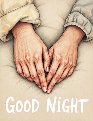 The image is a digital artwork featuring a person's hands holding a heart. The hands are positioned in a heart shape, with the fingers forming the shape of a heart. The scene is set on a bed, with the person's arms and hands being the primary focus of the image. The overall atmosphere is warm and comforting, as the heart shape symbolizes love and affection.