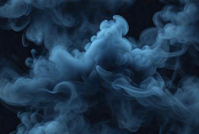 The primary subject of the image is a blue cloud, which is the main object, scene, or focus of the image. The setting or background is a dark, cloudy sky, which provides a contrasting backdrop for the blue cloud. The visual style of the image is a digital art or illustration, as it appears to be a computer-generated or digitally manipulated image. The dominant colors in the image are blue and dark, creating a moody and atmospheric mood.