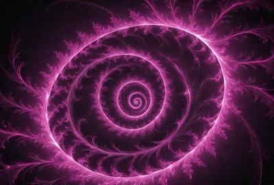 The primary subject of the image is a spiral pattern, which is the main object, scene, or focus of the image. The spiral pattern is set against a purple background, creating a visually striking and vibrant scene. The visual style of the image is a combination of photo and digital art, as it appears to be a close-up of a spiral pattern with a pink background. The colors and mood of the image are predominantly pink, giving it a warm and inviting atmosphere.