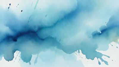 The primary subject of the image is a blue and white painting of a cloud. The setting is a white background, and the visual style is a watercolor painting. The dominant colors are blue and white, creating a calm and serene atmosphere.