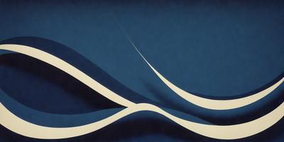 The primary subject of the image is a blue and white painting of a wave. The setting is a blue background, and the visual style appears to be a digital art or illustration. The dominant colors are blue and white, creating a calm and serene atmosphere.