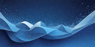 The primary subject of the image is a blue ocean with a wave pattern. The setting is a dark blue sky, and the visual style is digital art. The colors and mood of the image are predominantly blue, creating a serene and calming atmosphere.