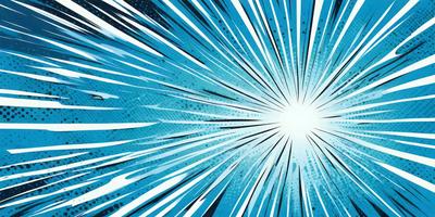 The primary subject of the image is a bright, colorful, and dynamic light source, which appears to be a lightning bolt or a bright star. The setting is a blue background, which adds to the overall atmosphere of the image. The visual style is a combination of digital art and illustration, creating a vibrant and eye-catching scene. The colors and mood of the image are predominantly blue and energetic, with the light source being the main focus and source of interest.