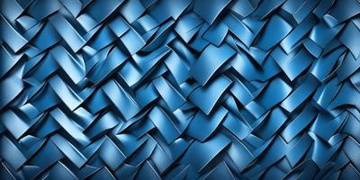 The primary subject of the image is a blue, wavy, and textured wallpaper. The setting is a room with a blue wall, and the visual style is a close-up of the wallpaper. The dominant colors are blue and white, creating a calm and soothing atmosphere.