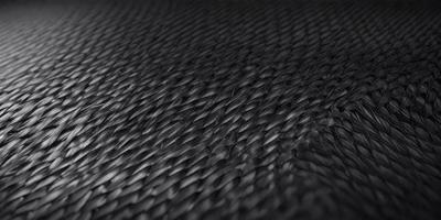 The primary subject of the image is a close-up of a black, textured fabric. The setting is a dark background, which contrasts with the fabric. The visual style is a detailed, up-close view of the fabric. The colors and mood of the image are predominantly dark and moody, with the black fabric being the main focus.