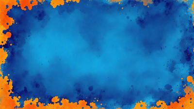 The primary subject of the image is a blue background with a few orange spots. The setting appears to be a painting or a digital artwork, as the colors and mood suggest a creative and artistic atmosphere. The visual style is a mix of digital art and painting, with the blue background and orange spots creating a unique and eye-catching design.
