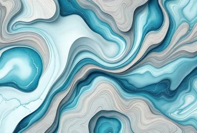 The primary subject of the image is a blue and white swirling pattern, which appears to be a digital art or illustration. The setting is a blue and white ocean, with a white and blue background. The visual style is a combination of digital art and illustration, creating a unique and captivating design. The colors and mood of the image are predominantly blue and white, giving it a calming and serene atmosphere.