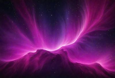 The primary subject of the image is a pink nebula, which is a swirling mass of gas and dust in space. The setting is a dark, star-filled sky, with the nebula being the main focus of the image. The visual style is a combination of a photo and digital art, creating a unique and captivating representation of the nebula. The colors and mood of the image are predominantly pink, giving it a warm and serene atmosphere.