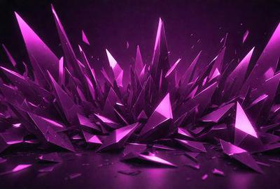 The primary subject of the image is a large, purple, crystal-like structure, which appears to be a part of a larger, intricate design. The setting is a dark, purple background, which contrasts with the bright, purple crystals. The visual style of the image is a combination of digital art and illustration, creating a unique and captivating scene. The colors and mood of the image are predominantly purple, giving it a mysterious and enchanting atmosphere.