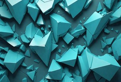 The primary subject of the image is a blue, geometric pattern. The setting is a blue wall, and the visual style is a digital art or illustration. The dominant colors are blue and white, creating a calm and soothing atmosphere.