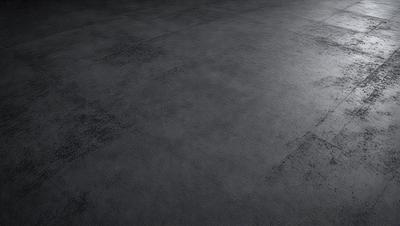 The primary subject of the image is a black floor, which appears to be a smooth, shiny surface. The setting is a dark room, and the visual style is a close-up of the floor. The colors and mood of the image are predominantly dark, with the black floor being the main focus.
