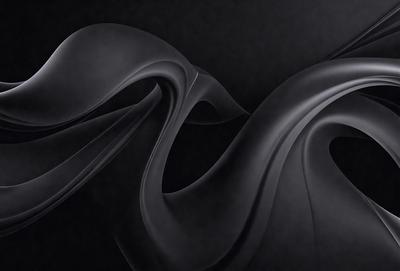 The primary subject of the image is a black and white abstract art piece. The setting is a dark background, which emphasizes the artwork. The visual style is a combination of digital art and illustration, creating a unique and intriguing design. The colors and mood of the image are predominantly black and white, giving it a modern and minimalist appearance.