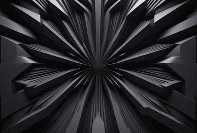 The primary subject of the image is a black and white photo of a large, intricate, and complex pattern. The pattern is composed of multiple layers and shapes, creating a visually striking and detailed design. The setting or background of the image is a black and white background, which further emphasizes the contrast and intricacy of the pattern. The visual style of the image is a high-quality black and white photograph, showcasing the artistic and creative elements of the pattern. The colors and mood of the image are pre