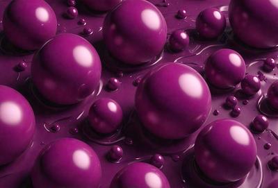 The primary subject of the image is a close-up of a purple surface with a pattern of purple and white balls. The setting appears to be a dark, moody environment, possibly a night scene. The visual style of the image is a digital art or illustration, with the purple and white balls creating a visually striking pattern. The colors and mood of the image are predominantly purple, with a hint of white, giving it a somewhat mysterious and intriguing atmosphere.