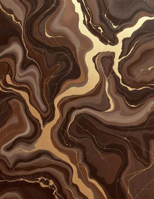 The primary subject of the image is a marble-like pattern, which is the main focus of the image. The setting is a brown and gold marble-like surface, which serves as the backdrop for the pattern. The visual style of the image is a close-up of the marble-like pattern, showcasing its intricate details. The colors and mood of the image are warm and earthy, with the brown and gold tones creating a sense of richness and sophistication.