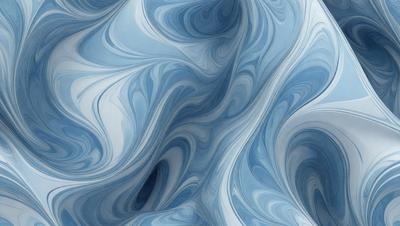 The primary subject of the image is a blue and white swirling pattern, which appears to be a digital art or illustration. The setting is a blue background, and the visual style is a combination of digital art and illustration. The dominant colors are blue and white, creating a calm and soothing atmosphere.