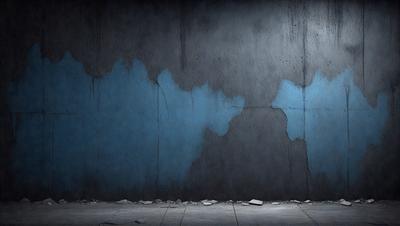 The primary subject of the image is a wall with a blue background. The setting is a concrete wall, and the visual style is a photo. The colors and mood of the image are predominantly blue, creating a calm and serene atmosphere.