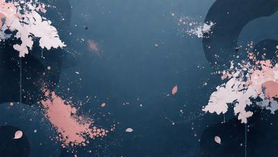 The primary subject of the image is a blue background with a few white and pink splatters. The setting appears to be a dark, possibly indoor environment. The visual style of the image is a combination of digital art and illustration, with the blue background and the white and pink splatters creating a unique and artistic appearance. The colors and mood of the image are predominantly dark and moody, with the white and pink splatters adding a touch of brightness and contrast.