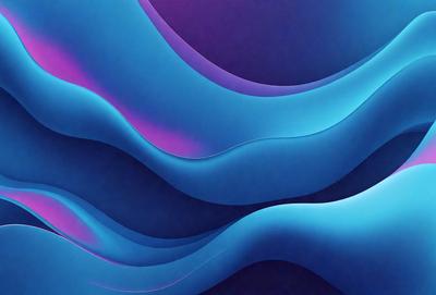The primary subject of the image is a blue and purple ocean wave. The setting is a blue ocean, and the visual style is a digital art or illustration. The dominant colors are blue and purple, creating a calm and serene atmosphere.