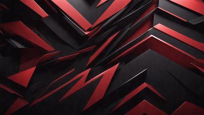 The primary subject of the image is a large, intricate, and colorful design made up of red and black squares. The design is displayed on a black background, creating a striking contrast between the colors and the setting. The visual style of the image is a combination of digital art and illustration, showcasing the artist's creativity and attention to detail. The dominant colors in the image are red and black, which evoke a bold and striking atmosphere.