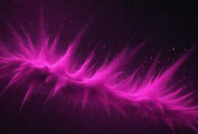 The primary subject of the image is a purple, pink, and white neon-like object, which appears to be a digital art or illustration. The setting is a dark background, which contrasts with the bright colors of the main subject. The visual style suggests a modern, artistic approach to the image. The dominant colors and overall atmosphere convey a sense of creativity and vibrancy.