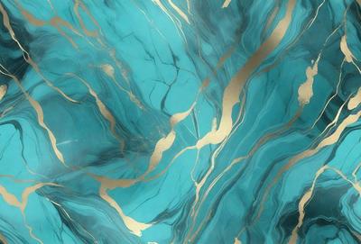 The primary subject of the image is a blue and gold marble-like pattern. The setting is a blue and gold marble-like surface, which could be a wall, table, or other decorative item. The visual style is a close-up of the marble-like pattern, showcasing its intricate details. The colors and mood of the image are predominantly blue and gold, creating a luxurious and elegant atmosphere.