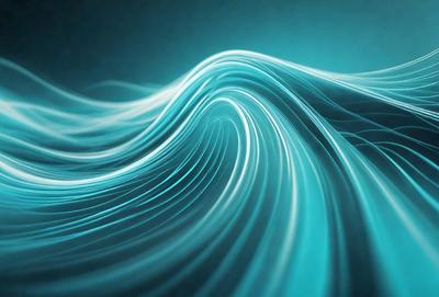 The primary subject of the image is a blue wave, which appears to be a digital art or illustration. The setting is a dark blue background, creating a contrasting and dramatic effect. The visual style is modern and captivating, with the blue wave as the main focus. The colors and mood of the image are predominantly dark and moody, with the blue wave being the only bright and vibrant element.