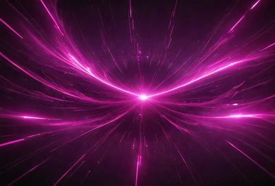 The primary subject of the image is a bright pink light, which appears to be a neon light or a light source in a dark room. The setting is a dark room, and the visual style is a close-up of the light source. The colors and mood of the image are predominantly pink, creating a warm and vibrant atmosphere.
