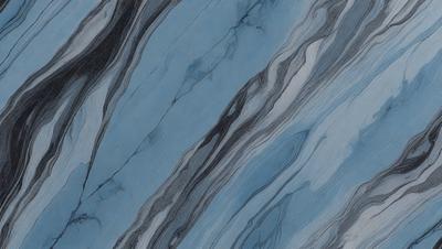 The primary subject of the image is a blue and white marbled stone wall. The setting is a natural environment, with the stone wall being the main object of focus. The visual style is a close-up of the marbled stone wall, showcasing its unique texture and pattern. The colors and mood of the image are predominantly blue and white, creating a calm and serene atmosphere.