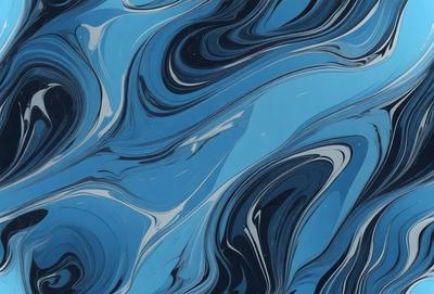 The primary subject of the image is a blue ocean with waves and ripples. The setting is the ocean, and the visual style is a digital art or illustration. The dominant colors are blue and white, creating a calm and serene atmosphere.