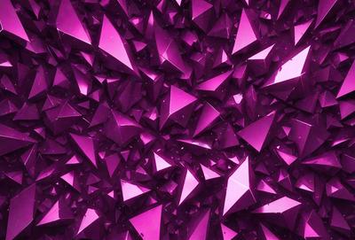 The primary subject of the image is a large number of purple triangles, which are the main objects in the scene. The setting is a purple background, which creates a visually striking contrast with the triangles. The visual style of the image is digital art, as it appears to be a computer-generated or digitally manipulated design. The dominant colors in the image are purple and pink, giving it a vibrant and lively atmosphere.