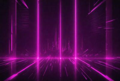 The primary subject of the image is a pink tunnel with purple lights. The setting is a dark room, and the visual style appears to be a digital art or illustration. The dominant colors are pink and purple, creating a vibrant and energetic atmosphere.