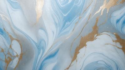 The primary subject of the image is a blue and gold marbled wallpaper. The setting is a room with a blue and gold marbled wallpapered wall. The visual style is a close-up of the wallpaper, showcasing its intricate design. The colors and mood of the image are predominantly blue and gold, creating a luxurious and elegant atmosphere.