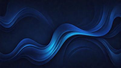 The primary subject of the image is a blue wave, which is the main focus of the scene. The setting is a dark blue background, creating a contrasting and dramatic effect. The visual style is a digital art or illustration, as the wave is depicted in a detailed and artistic manner. The dominant colors are blue and black, giving the image a calm and serene atmosphere.