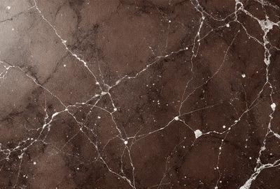 The primary subject of the image is a marble wall with a brown and white pattern. The setting is a room with a brown and white marble floor. The visual style is a close-up of the marble wall, showcasing its intricate pattern. The colors and mood of the image are warm and earthy, with the brown and white marble creating a natural and elegant atmosphere.