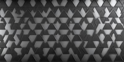 The primary subject of the image is a pattern of triangles, which are arranged in a black and white color scheme. The setting is a black background, and the visual style appears to be a digital art or illustration. The dominant colors are black and white, creating a bold and striking pattern. The overall atmosphere of the image is modern and visually appealing.