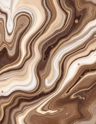 The primary subject of the image is a close-up of a marbled stone, showcasing its intricate and swirling patterns. The setting is a natural environment, with the stone being the main focus of the scene. The visual style is a close-up of the stone, highlighting its unique texture and design. The colors and mood of the image are predominantly earthy tones, giving it a natural and organic feel.