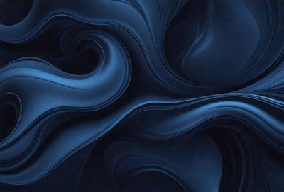 The primary subject of the image is a blue, swirling, and flowing pattern. The setting is a dark blue background, which contrasts with the swirling pattern. The visual style appears to be a digital art or illustration, as the swirling pattern is intricately detailed and the overall atmosphere is dynamic and captivating.