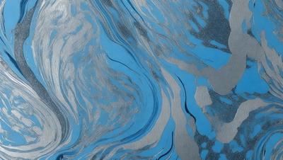 The primary subject of the image is a blue and gray swirling pattern, which appears to be a painting or a digital artwork. The setting is a blue surface, possibly a wall or a table, with the swirling pattern as the main focus. The visual style suggests that the image is a creative and artistic representation of the swirling pattern. The colors and mood of the image are predominantly blue and gray, creating a calm and serene atmosphere.