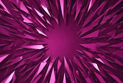 The primary subject of the image is a large, purple, geometric pattern. The setting is a dark background, which contrasts with the vibrant purple pattern. The visual style is a combination of digital art and illustration, creating a unique and eye-catching design. The dominant colors are purple and pink, giving the image a bold and lively atmosphere.
