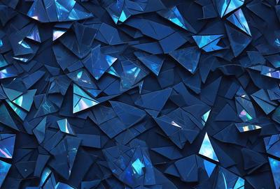 The primary subject of the image is a blue and white patterned wall. The setting is a blue background, and the visual style appears to be a digital art or illustration. The dominant colors are blue and white, creating a calm and soothing atmosphere.