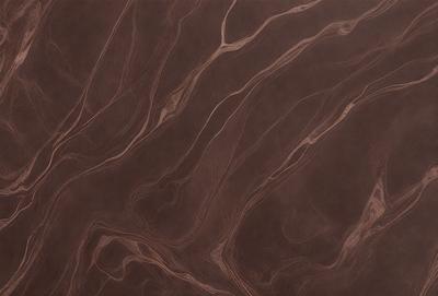 The primary subject of the image is a brown marble-like surface with a pattern of swirls and waves. The setting is a room with a brown floor, and the visual style appears to be a close-up of the marble surface. The colors and mood of the image are warm and natural, with the brown marble being the dominant color.