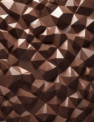 The primary subject of the image is a close-up of a brown, textured wall with a pattern of triangular shapes. The setting is a room with a brown wall, and the visual style appears to be a combination of a photo and digital art. The dominant colors are brown and beige, creating a warm and earthy atmosphere.