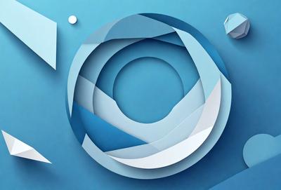 The primary subject of the image is a blue circle with a white center, which is the main object, scene, or focus of the image. The setting is a blue background, and the visual style is digital art. The dominant colors are blue and white, creating a calm and soothing atmosphere.