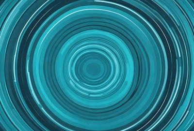 The primary subject of the image is a blue circle with a spiral pattern. The setting is a blue background, and the visual style appears to be a digital art or illustration. The dominant colors are blue and white, creating a calm and serene atmosphere.