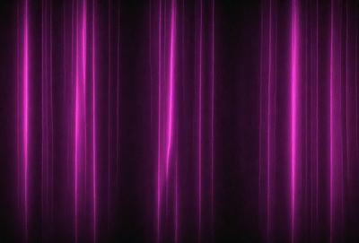 The primary subject of the image is a purple curtain. The setting is a dark room with a purple background. The visual style is a close-up of the curtain, creating a moody atmosphere. The dominant colors are purple and pink, giving the scene a dramatic and artistic feel.